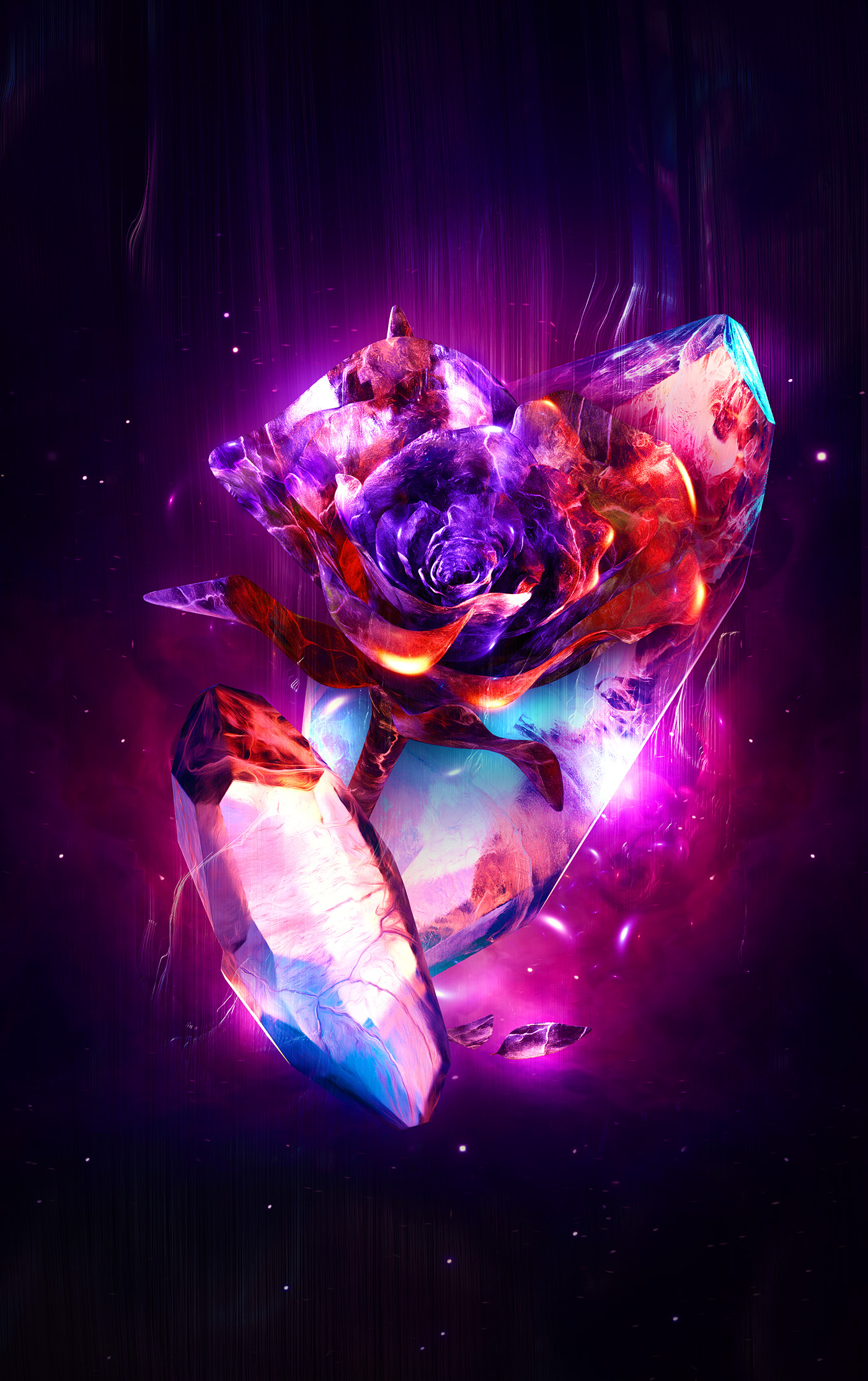 crystal Gems flower rose Space  abstract glow weird Collaboration psychadelic