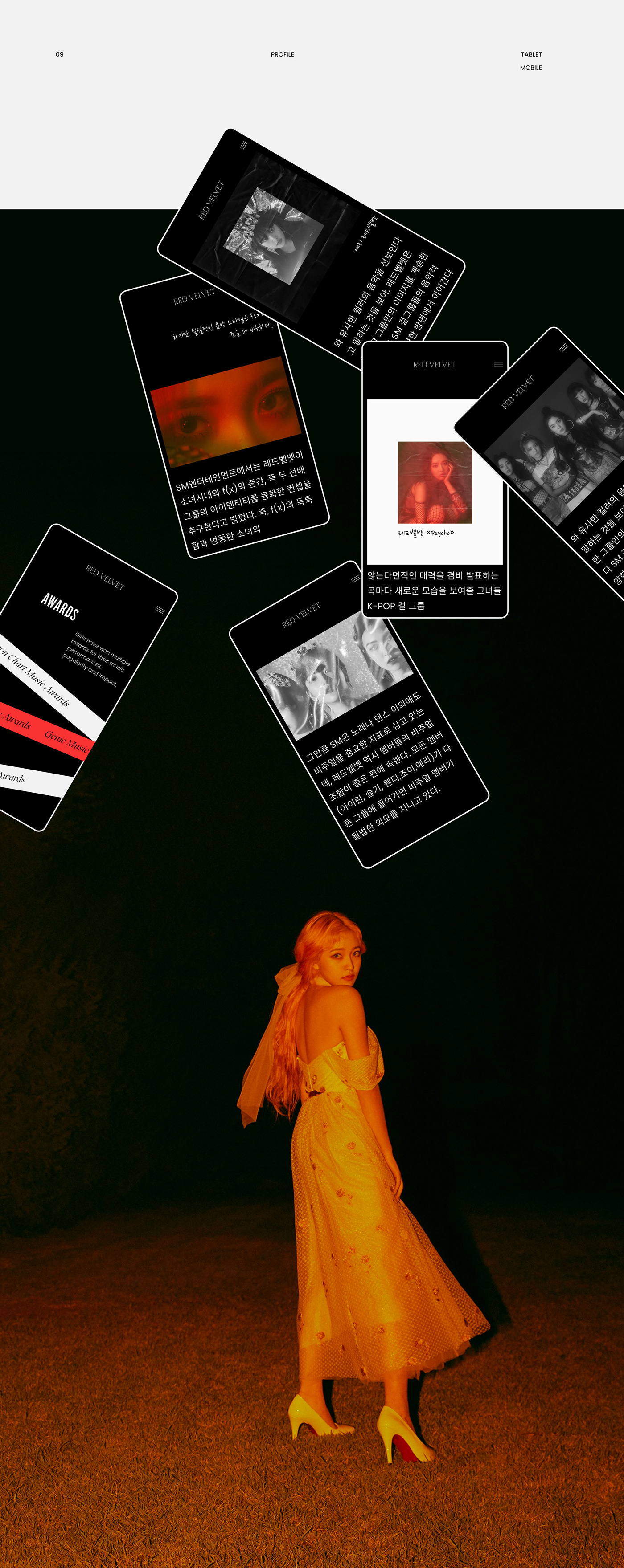 interaction k-pop korean music red velvet redesign UI ux Website grid