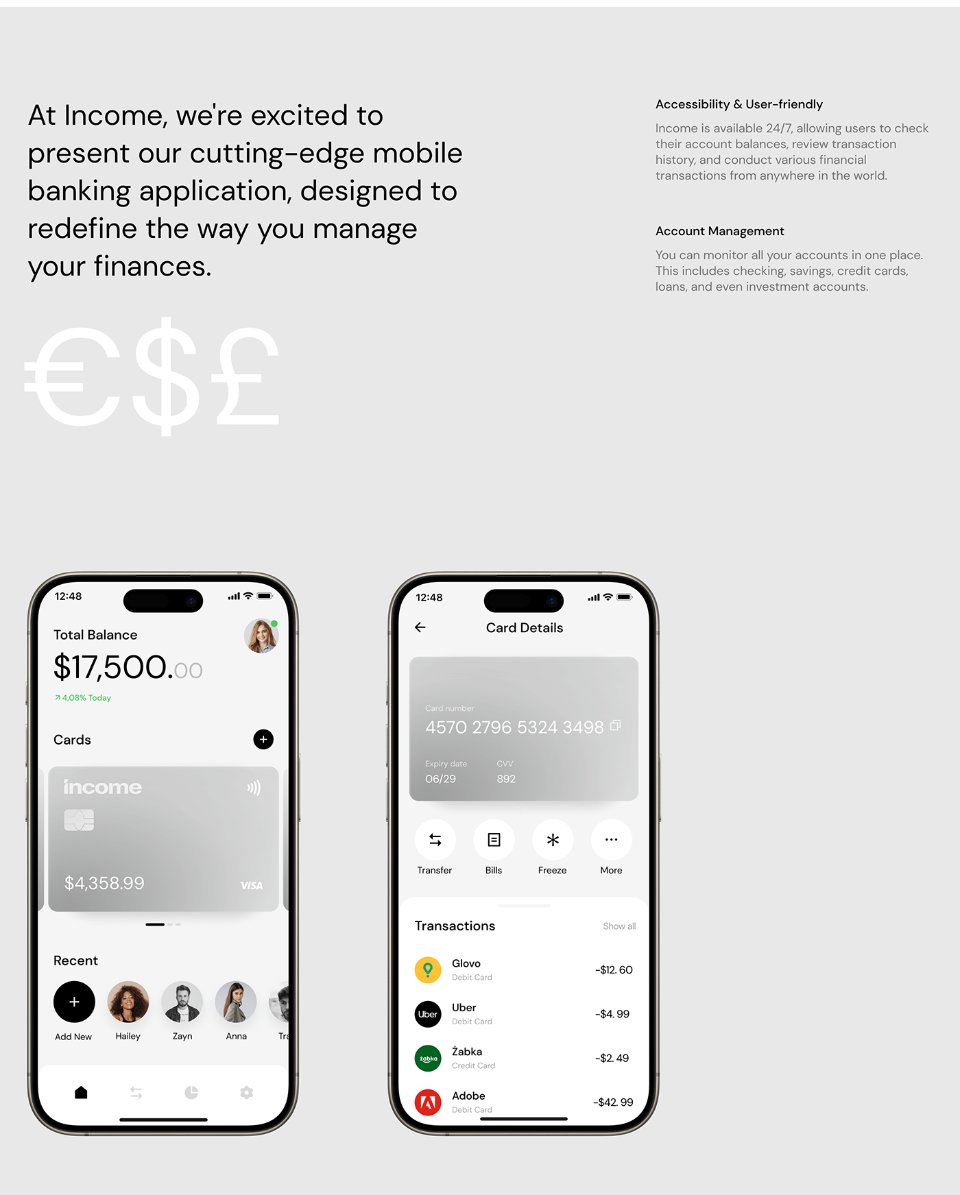 Bank banking finance Fintech UI money card credit card WALLET app