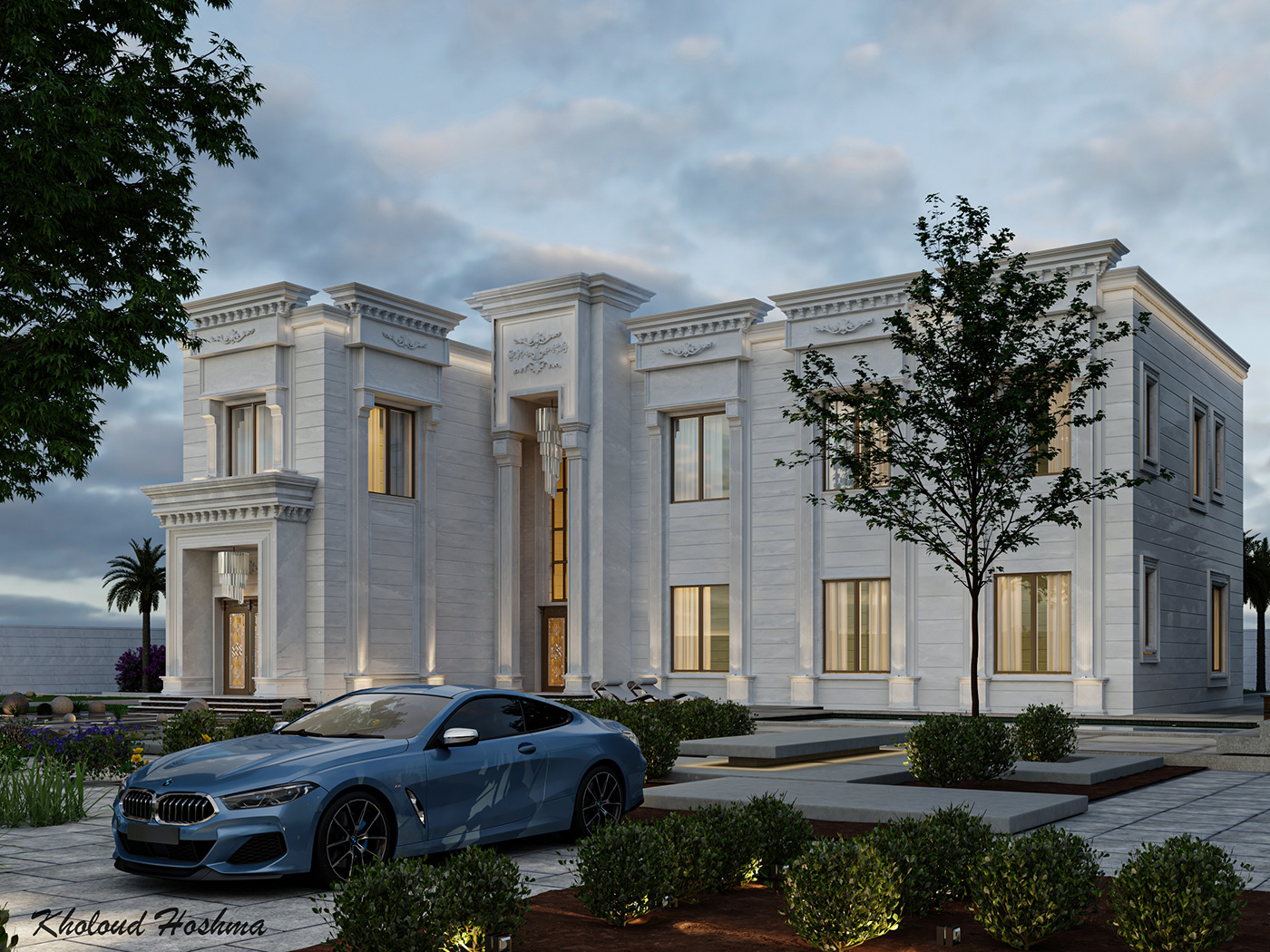 architecture exterior Render vray 3ds max visualization 3D villa design luxury NEWCLASSIC