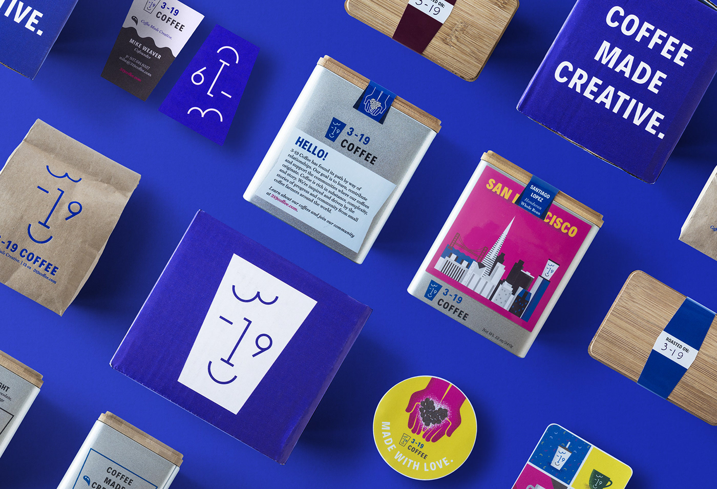 branding  Coffee logo Packaging identity blue art creative