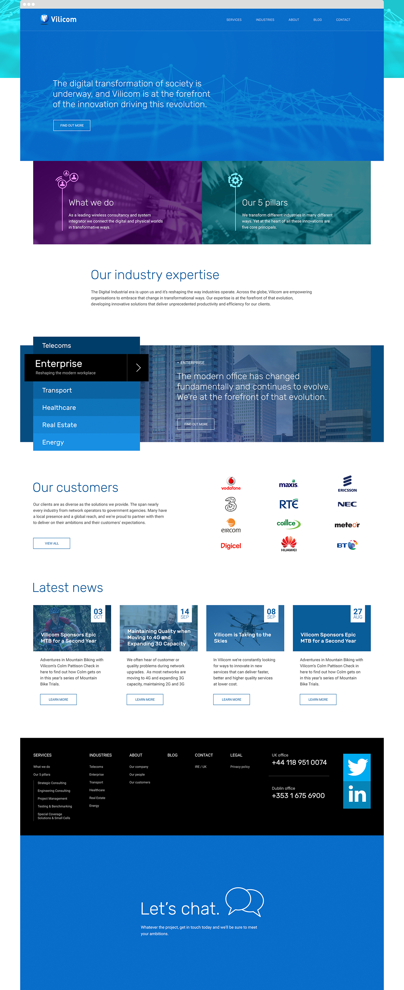 Website Responsive Technology vilicom blue homepage Industries