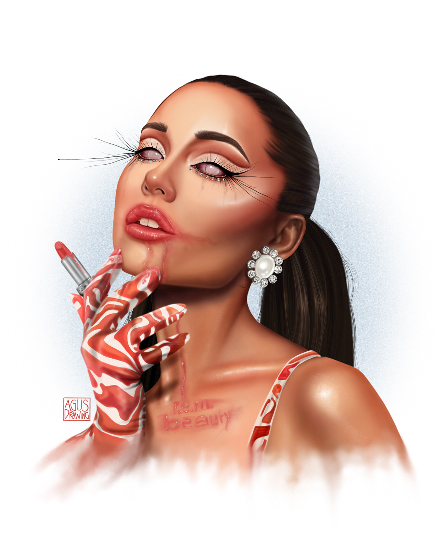 Ariana Grande artwork Digital Art  digital illustration Drawing  positions Procreate rem beauty