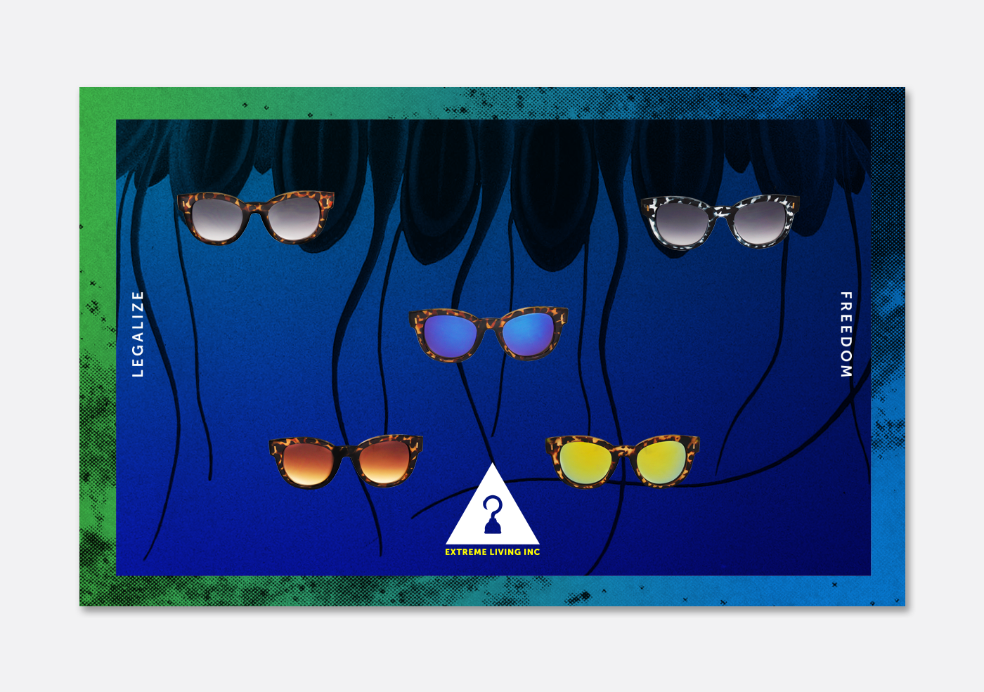 collage Sunglasses hybrid handmade poster promo Greece summer creature banner artwork digital