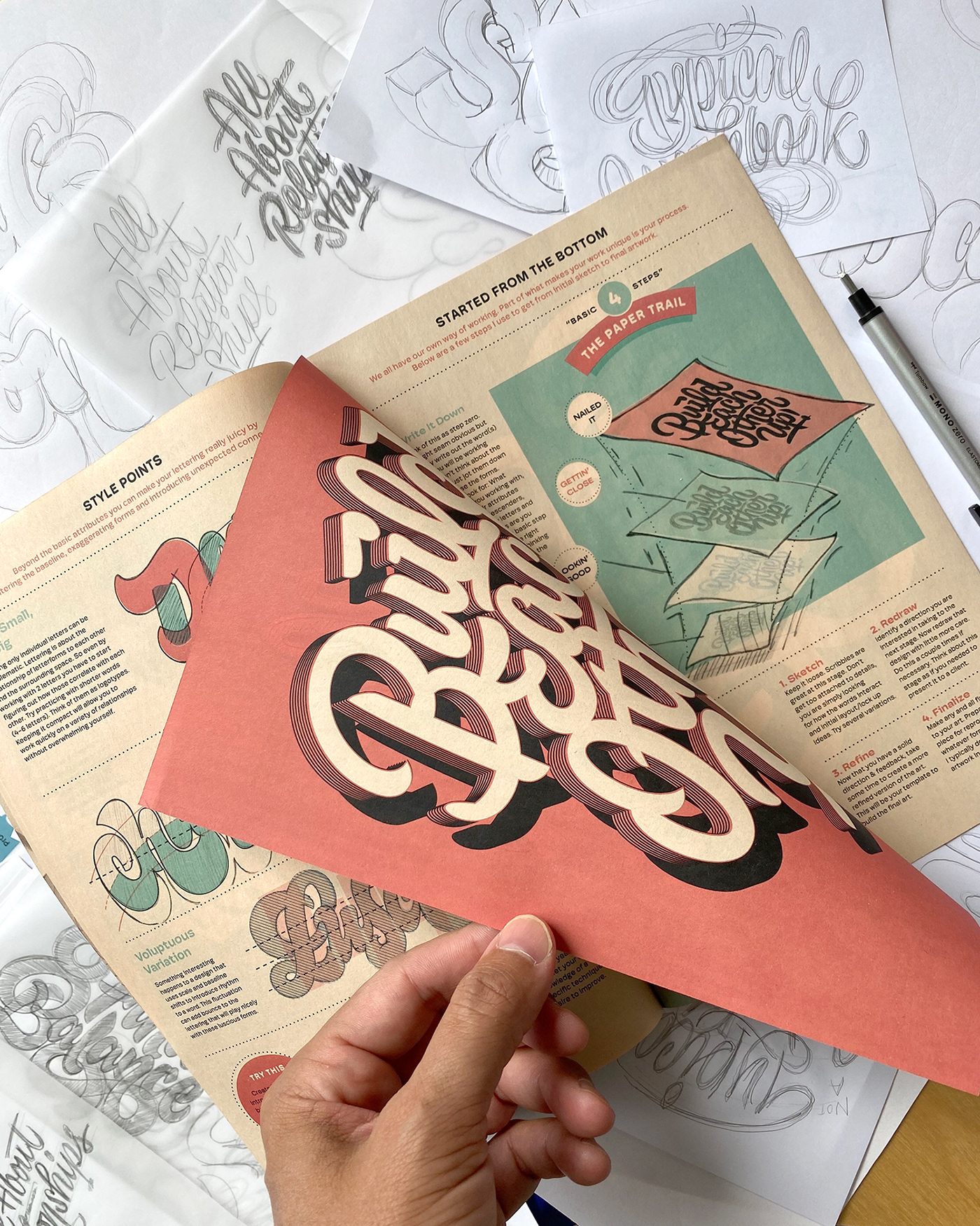 big bold scripts Booklet design graphic design  ILLUSTRATION  juicy contours lettering type weight workbook