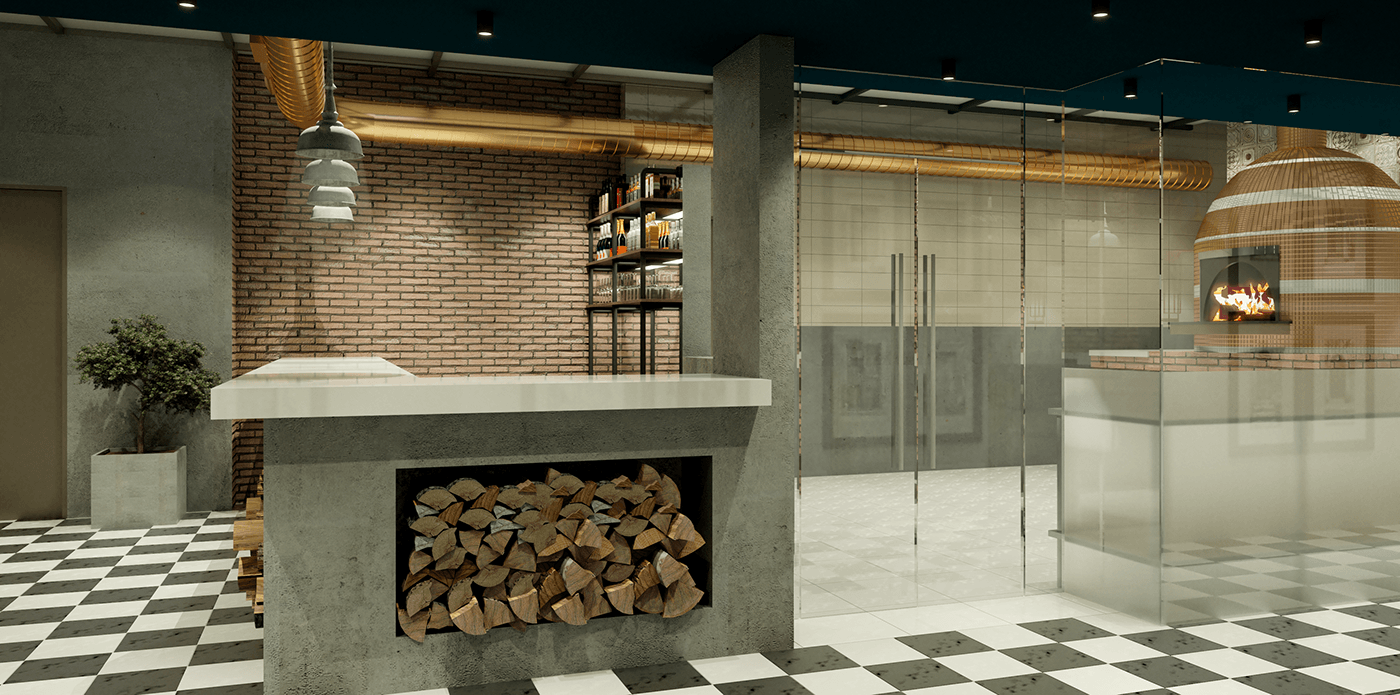 restaurant restaurant design interior design  design architecture Facade design exterior Render 3D visualization