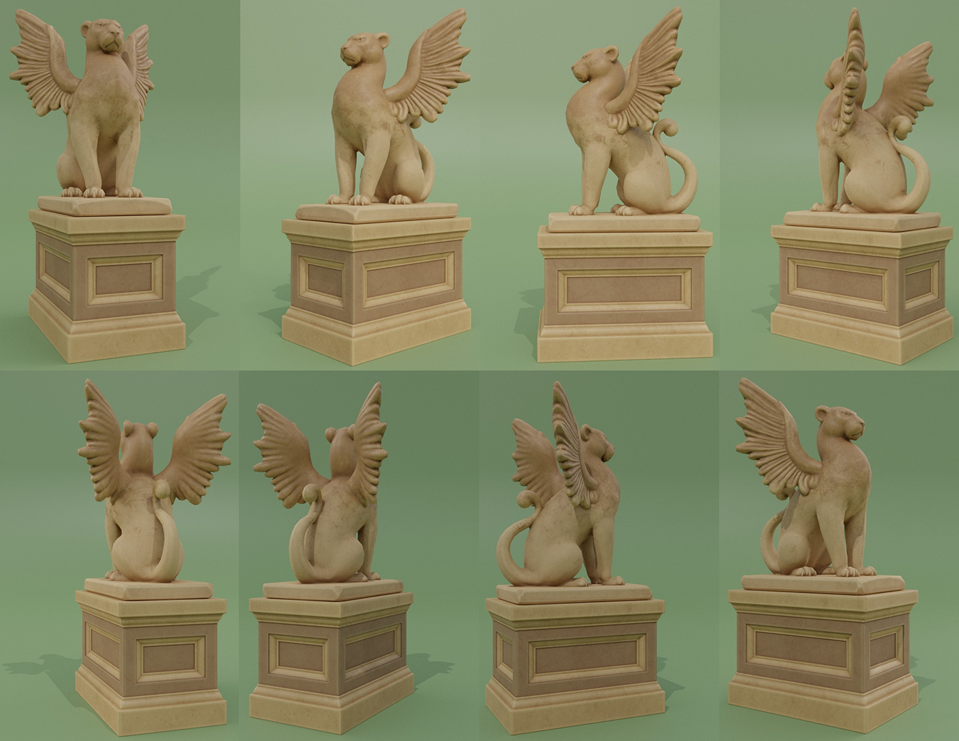 3dmodel dragon environment GameAsset gamedev Griffin lion lowpoly sculpture statue
