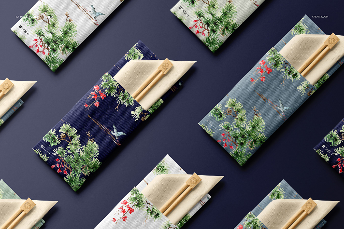 chopsticks creatsy japanese mock-up Mockup mockups napkin napkins Sushi template