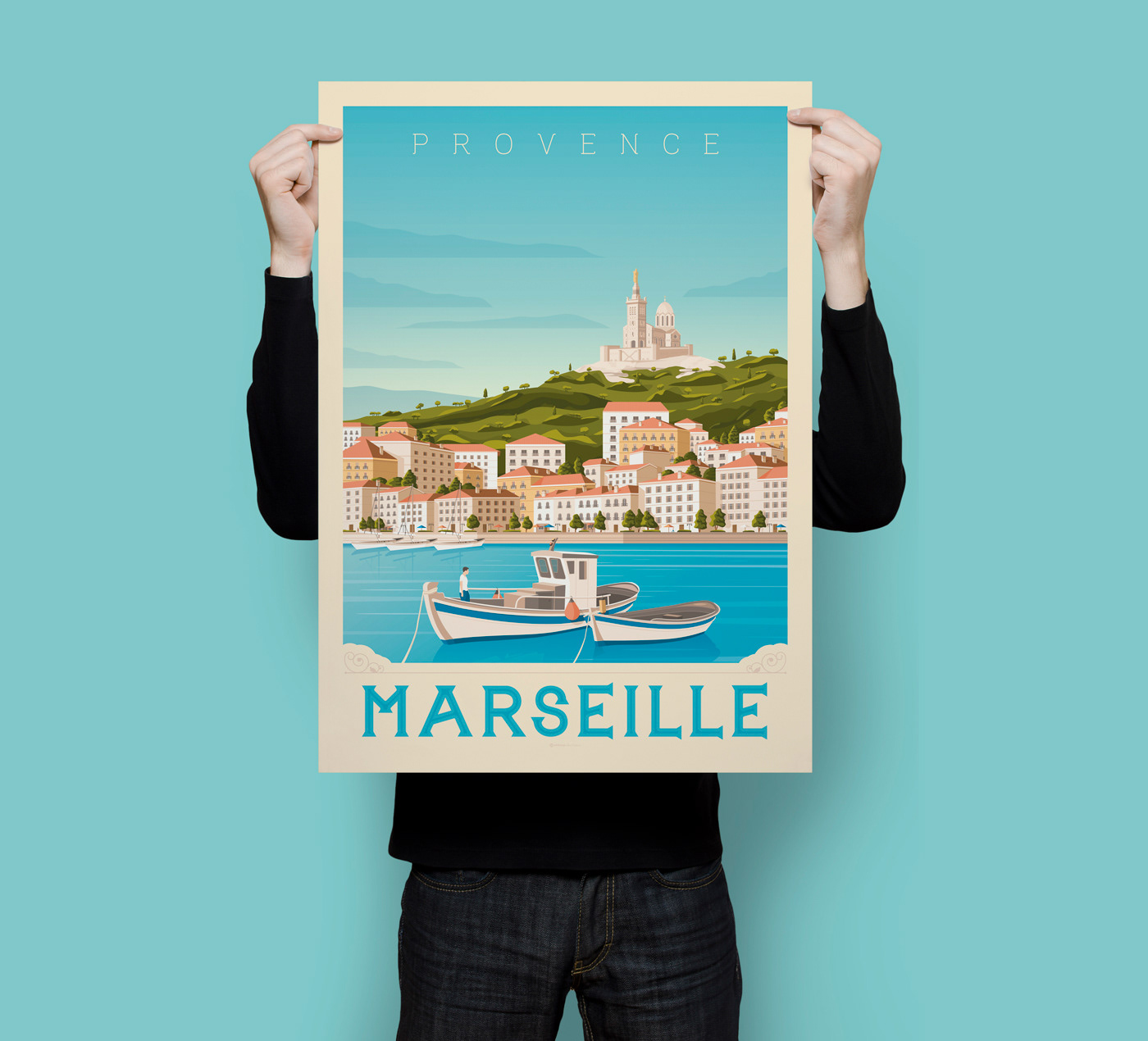 Marseille France vector art home decoration Poster Design vintage illustration architecture travel design city urban flat design Photography 