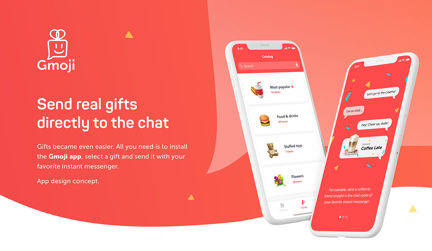 interactive app mobile UI ux gifts stickers ios Interface red