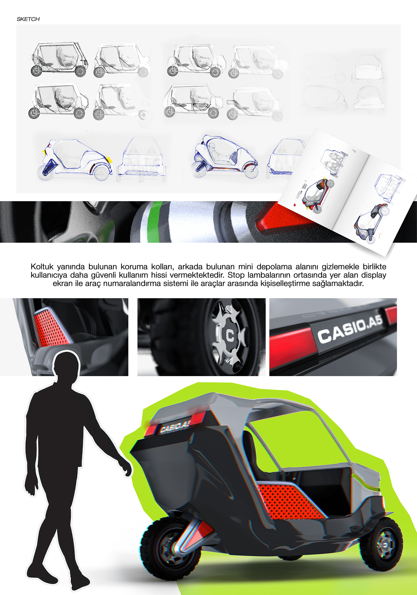 Casio Casio G-shock Electric Car three wheeler concept brand identity design electric vehicle