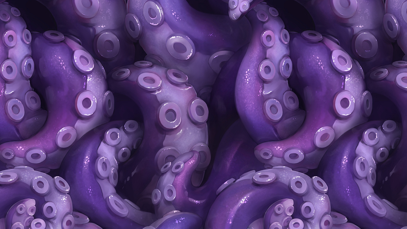 tentacle octopus monster cthulhu Ursula animal Ocean digital painting pattern textile