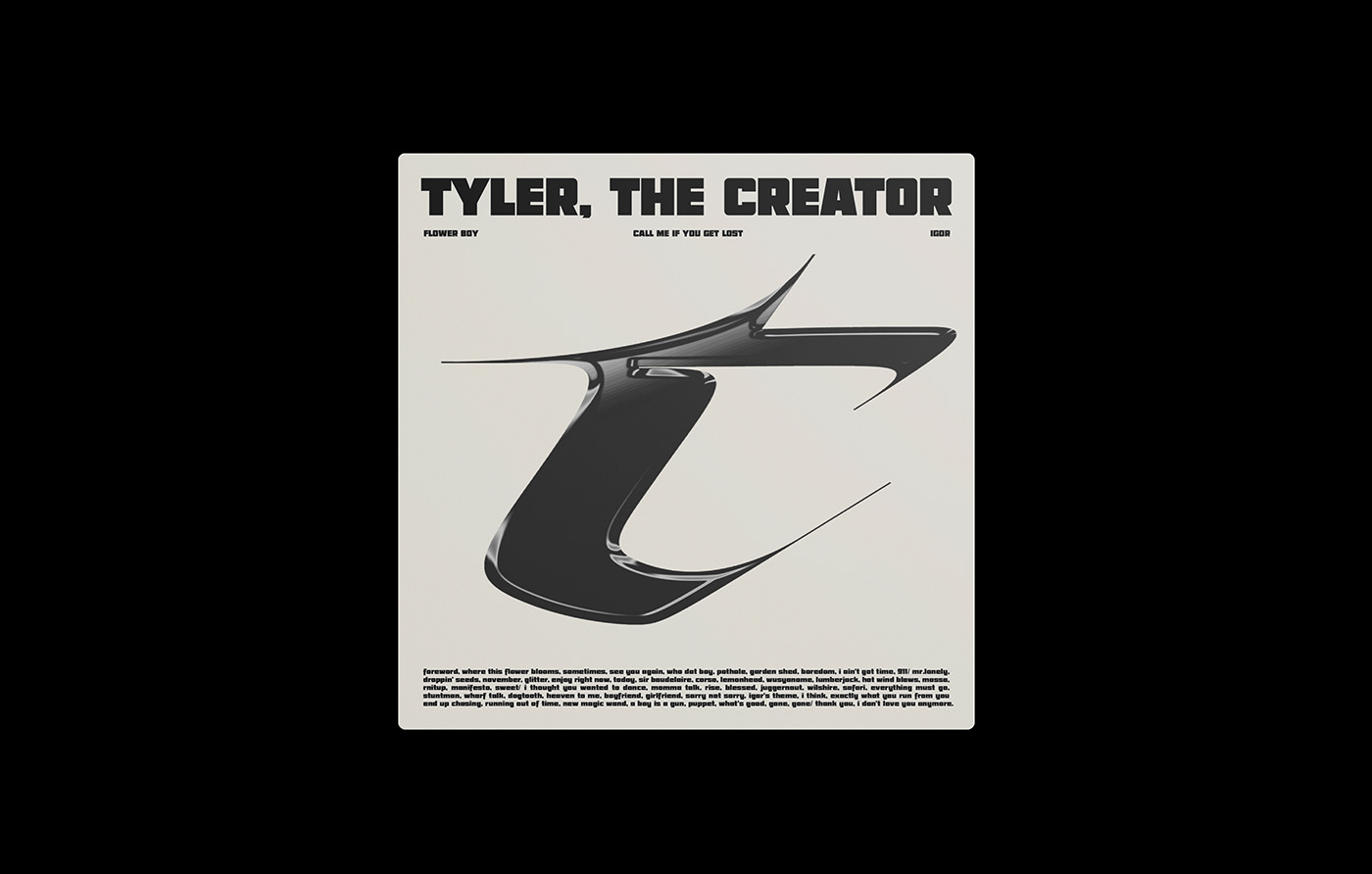 music vinyl Calligraphy   graphic design  tyler the creator poster vinyl record ILLUSTRATION  Digital Art  songs cover art