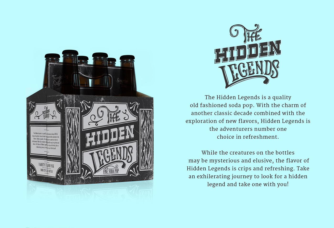 beverage packaging soda pop beer bottles hidden legends Bigfoot loch ness monster kraken crytid cryptozoology