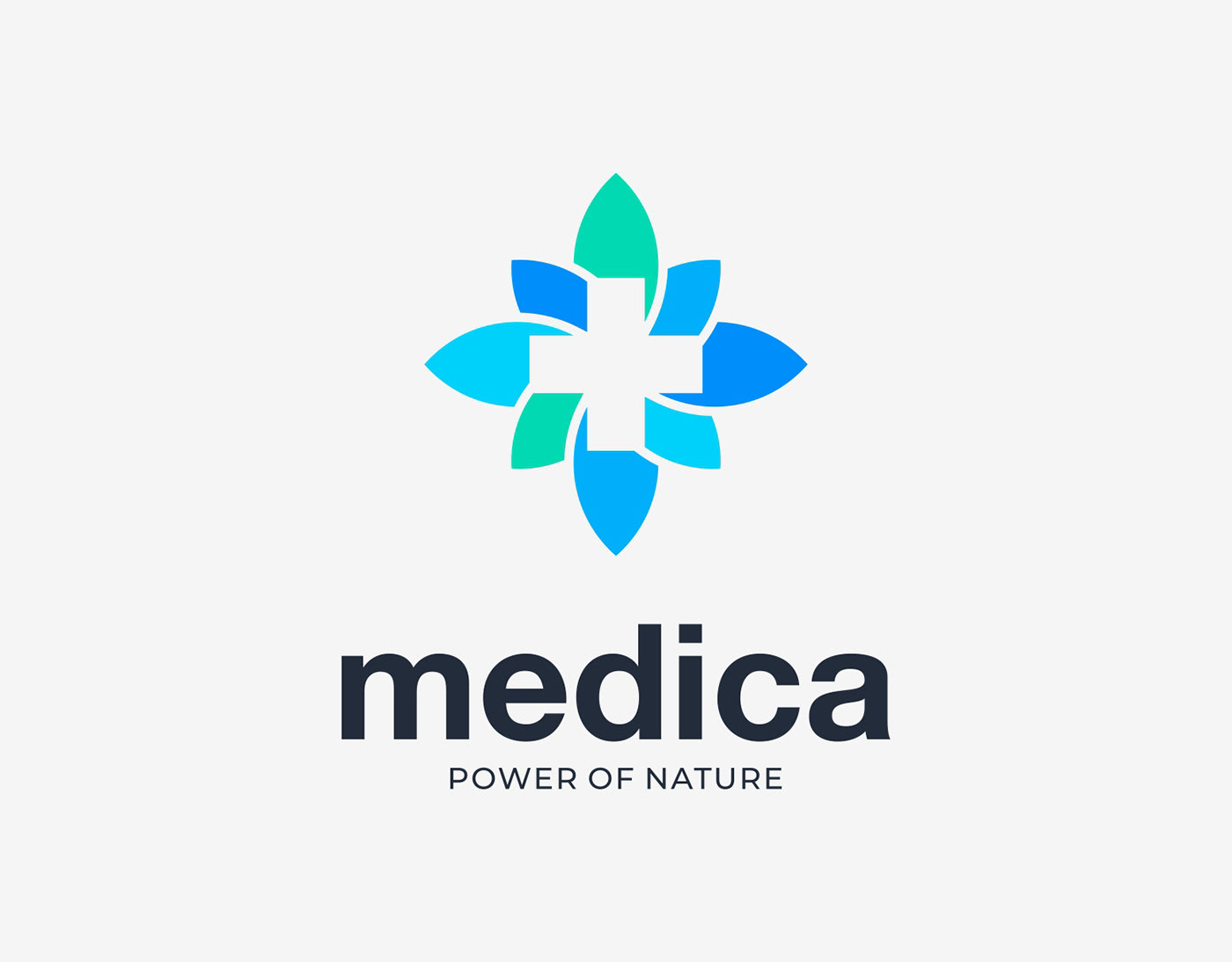 Medical Cross Hospital Flower Leaf Nature Logo Design