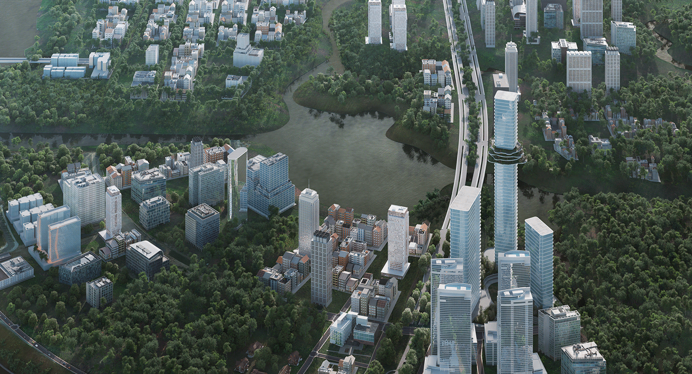 architecture archviz CGI CoronaRender  design exterior rendering visualization environment skyscraper