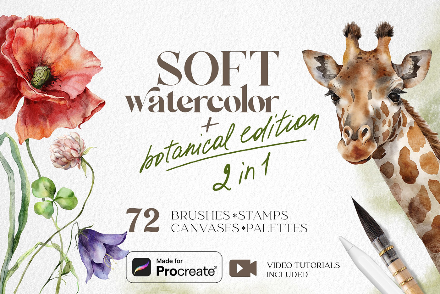 It’s realistic Procreate brushes — create amazing watercolor artwork without water, paper & brushes