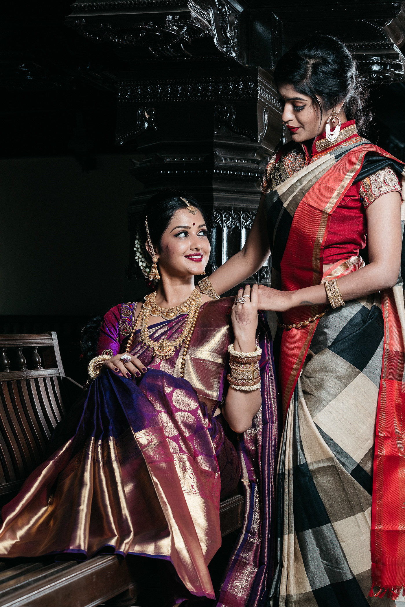 portrait sexy Photography  model saree Ethnic Wear zari couture mangalore India Fashion 