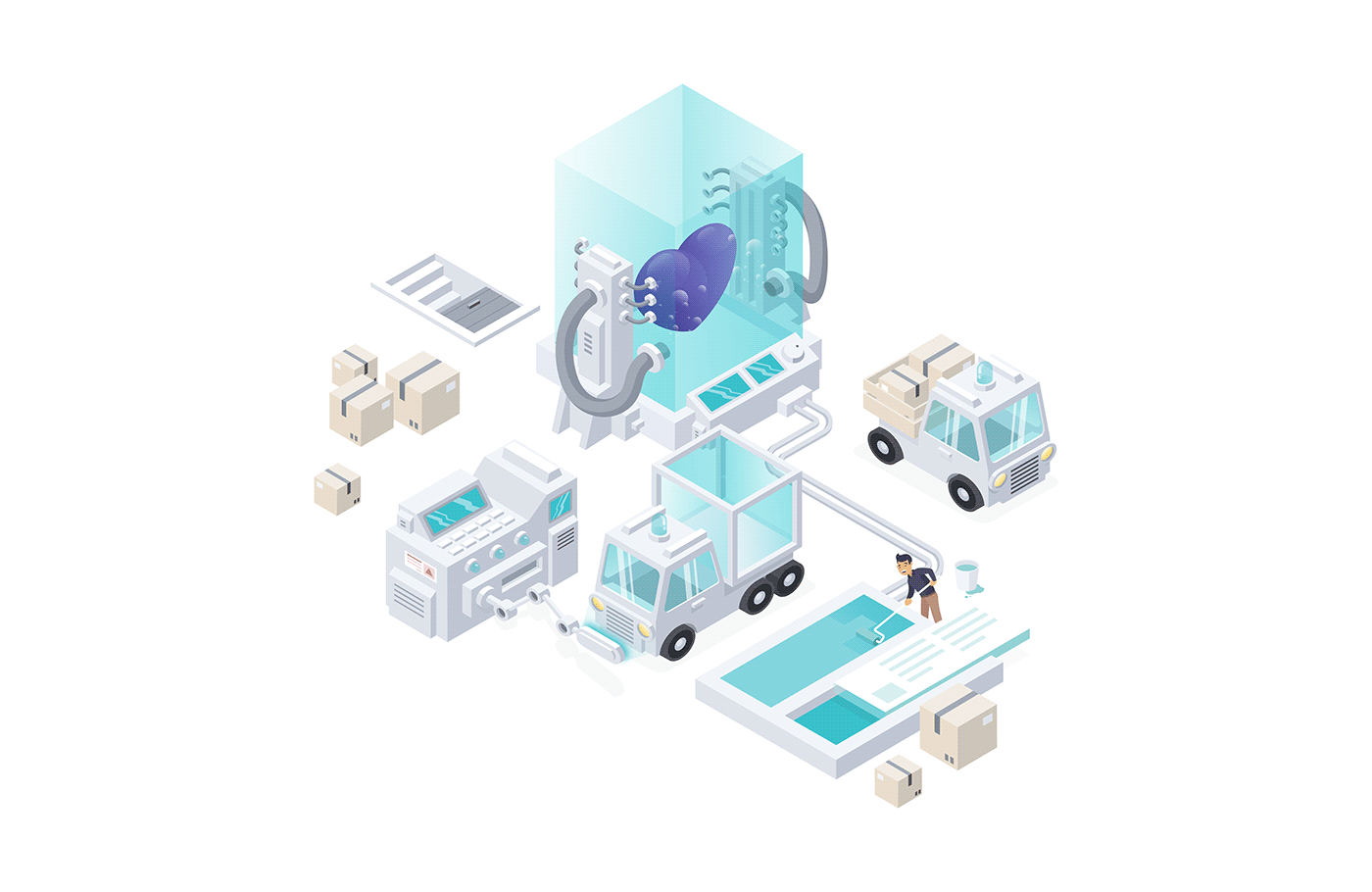 Accessibility ILLUSTRATION  Isometric Office Platform product UI ux Website Workers