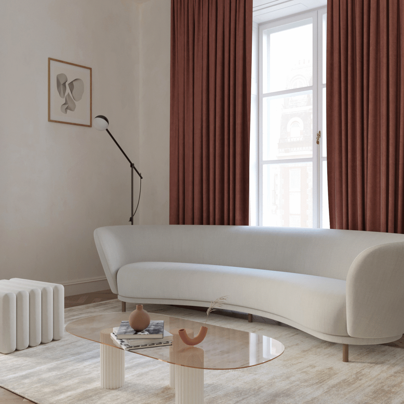 Interior interiordesign livingroom kitchen apartment beige Interior