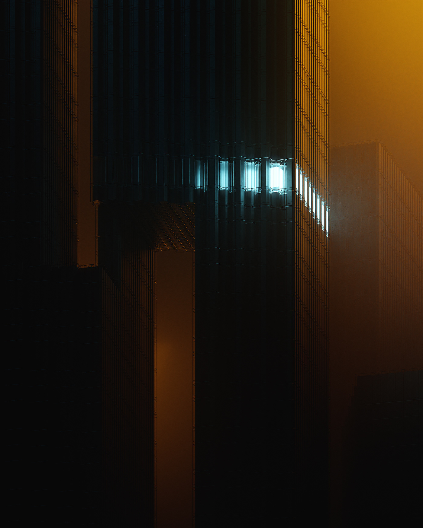 3D aesthetic architecture atmosphere blender Brutalism building fog Insomnia light