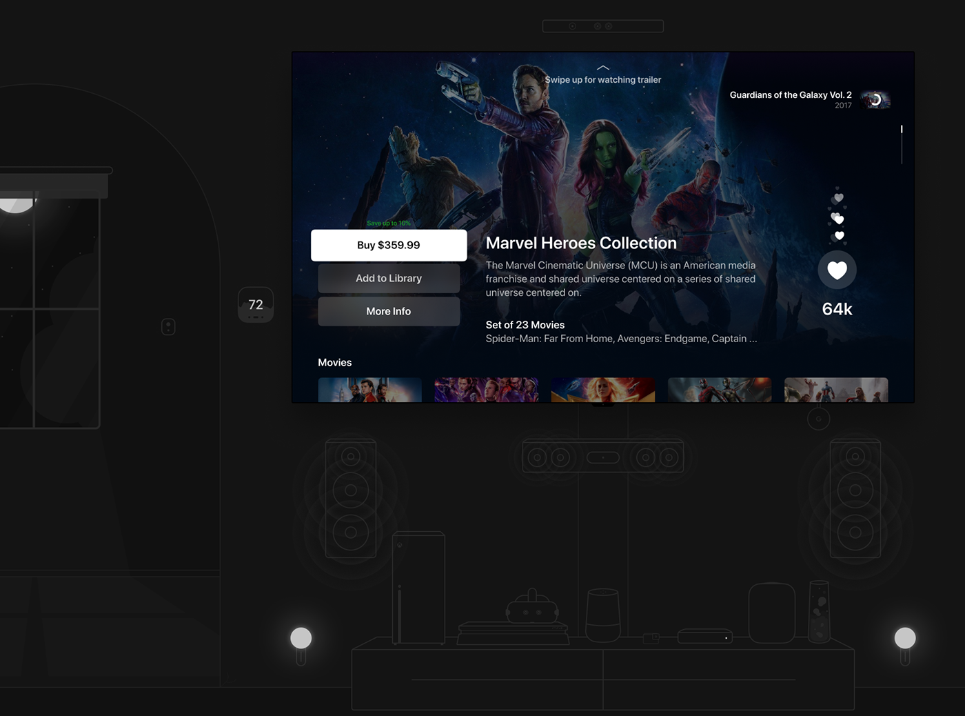 app concept design Interface Movies sergey valenda smart tv TVOS UI ux