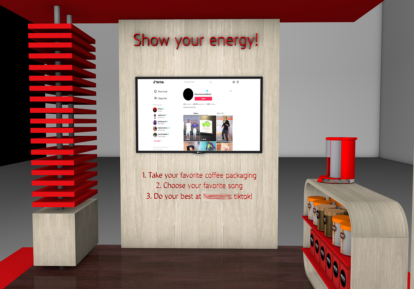 3D cinema 4d graphic design  instant coffee nescafe Stand