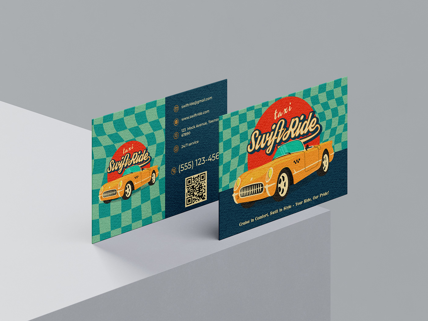 business card design taxi vector vintage retro car card design retro style