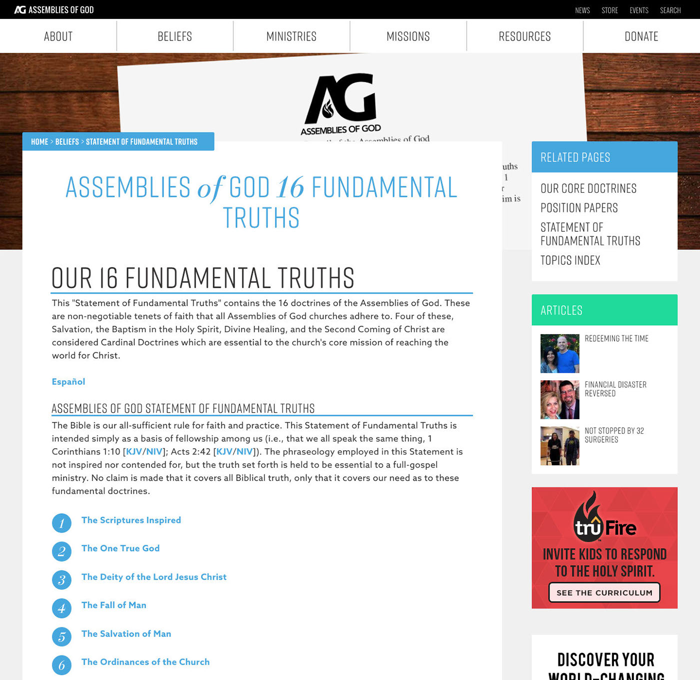 assemblies of god Responsive Design non-profit