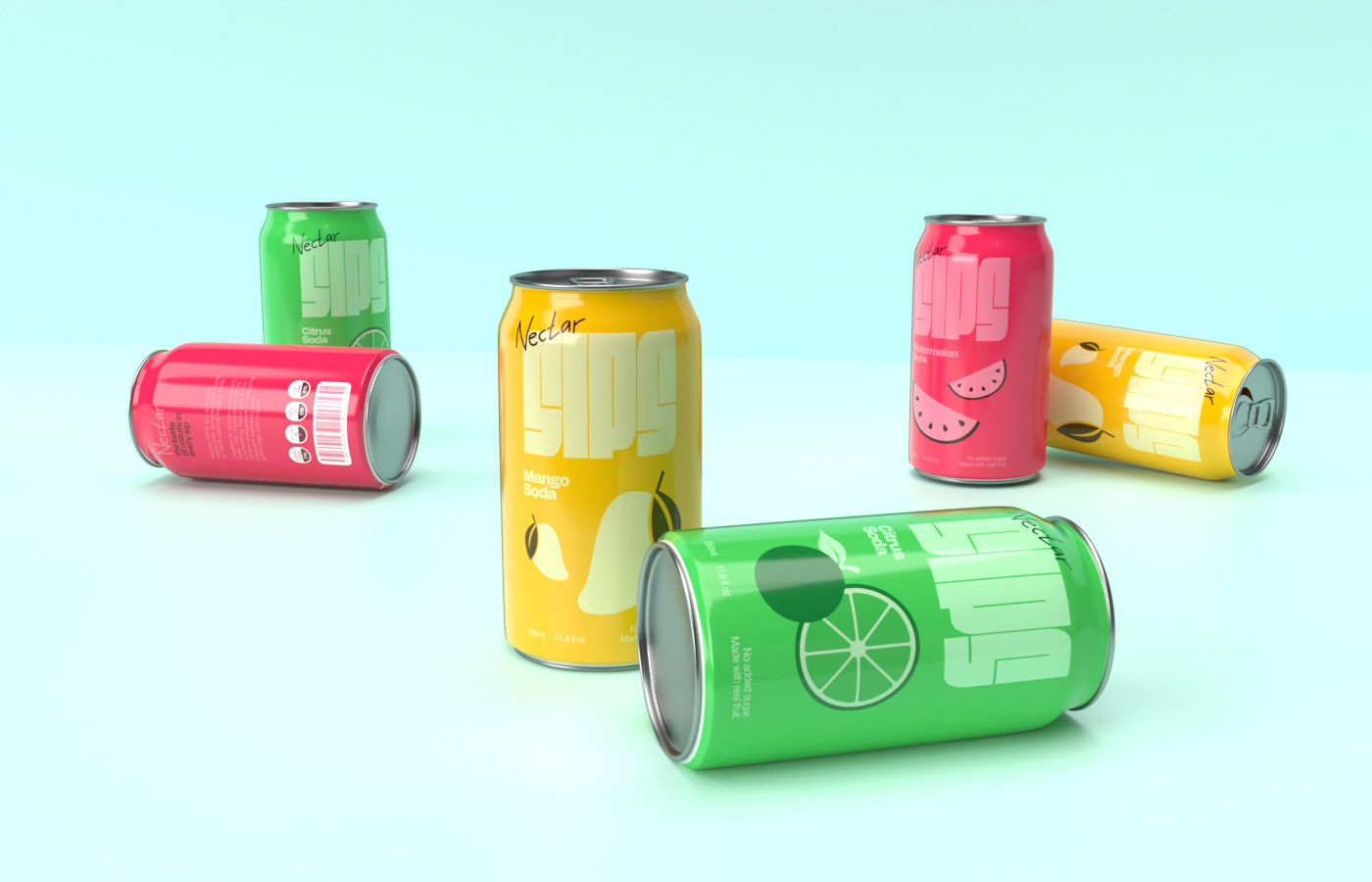 Packaging colorful Fruit soda branding  identity visual Food  studio Mockup