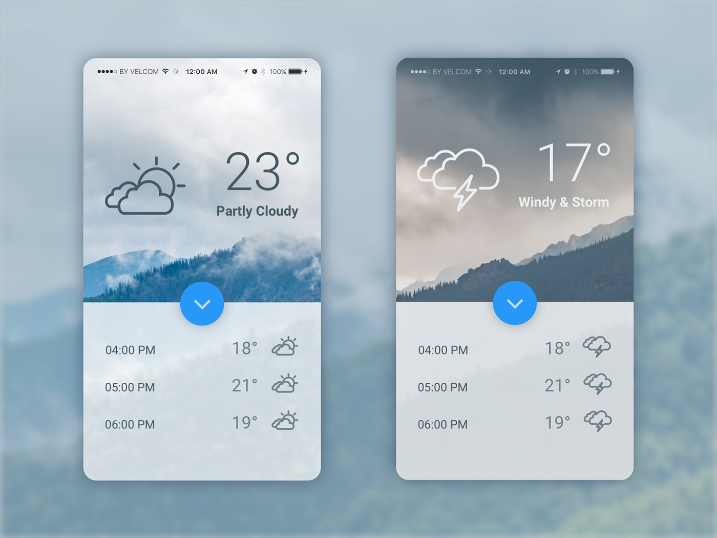 weather app UI ux android flat sketch