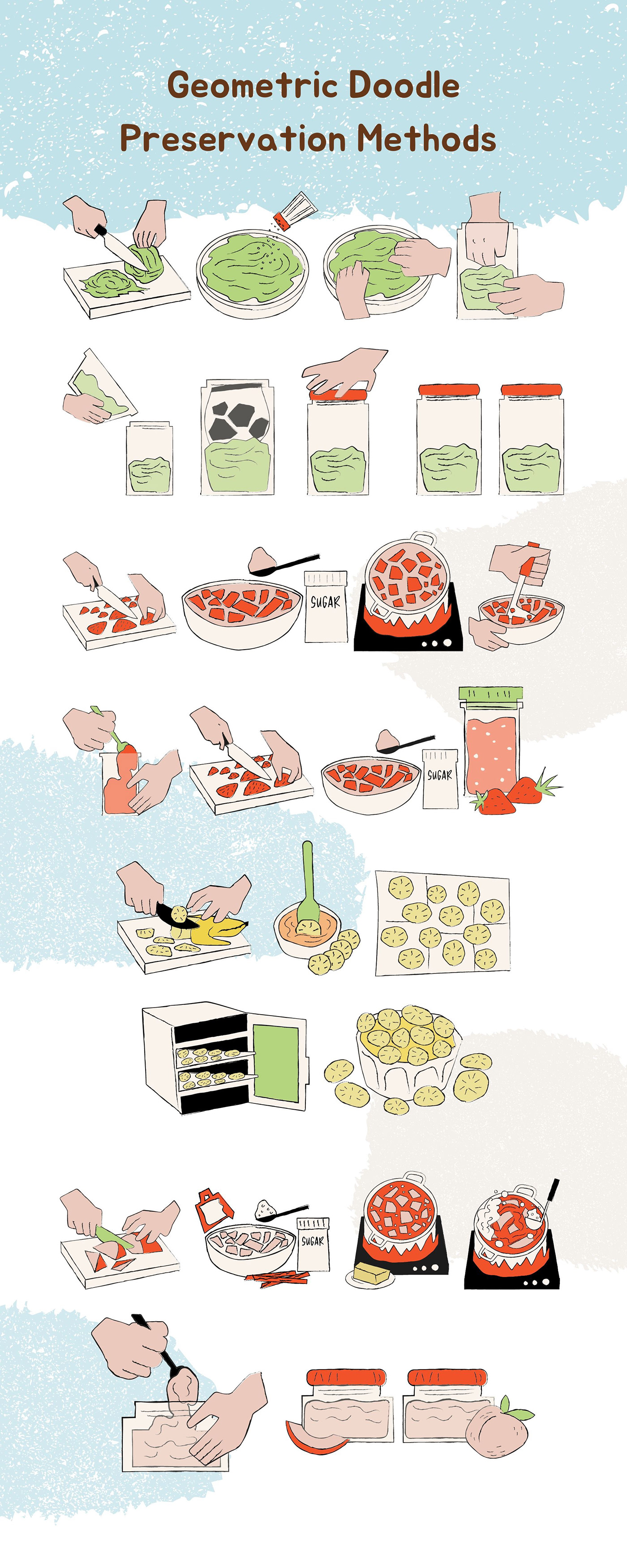 doodle Food  geometric ILLUSTRATION  preservation methods vector