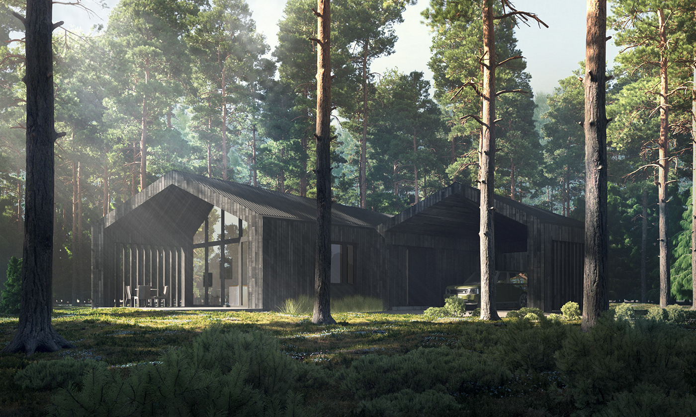 black house forest house forest mood wooden architecture