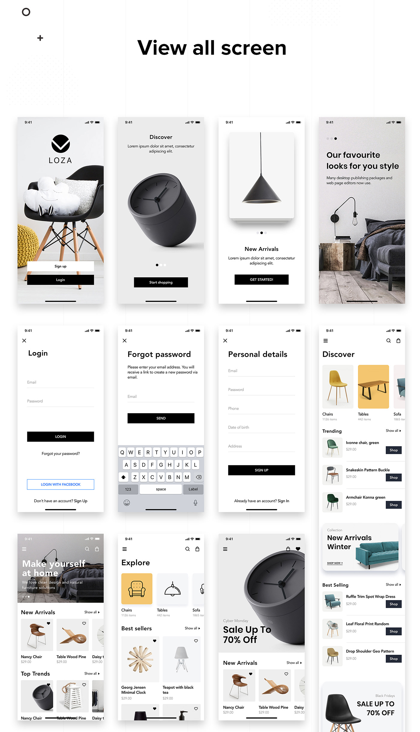 Mobile UI kit message Ecommerce shopping app furniture app shop app Mobile app UI ui kit