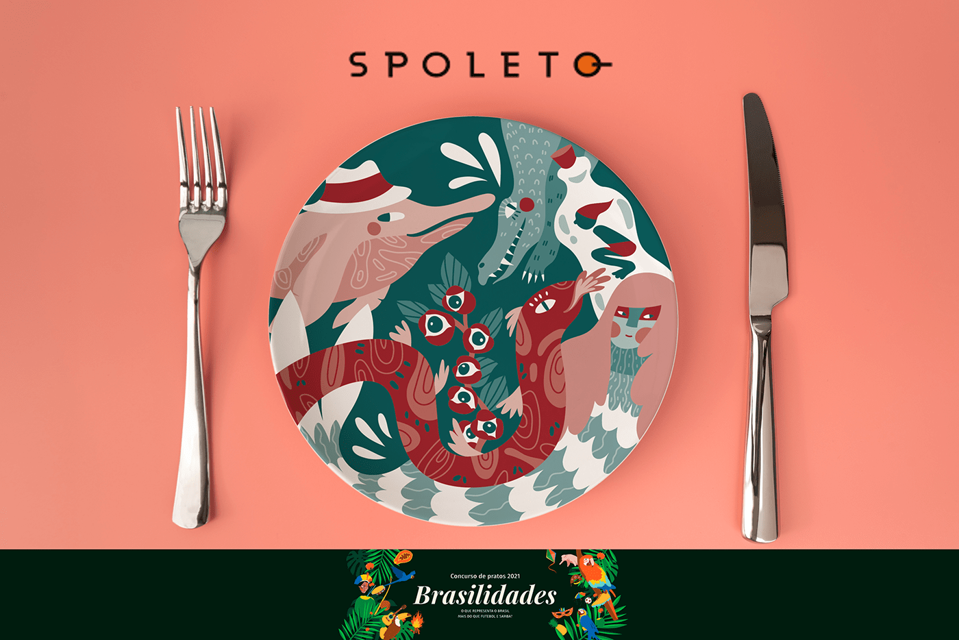 Brasil comida design gráfico folclore folclore brasileiro identidade visual pratos saci spoleto spoleto pratos