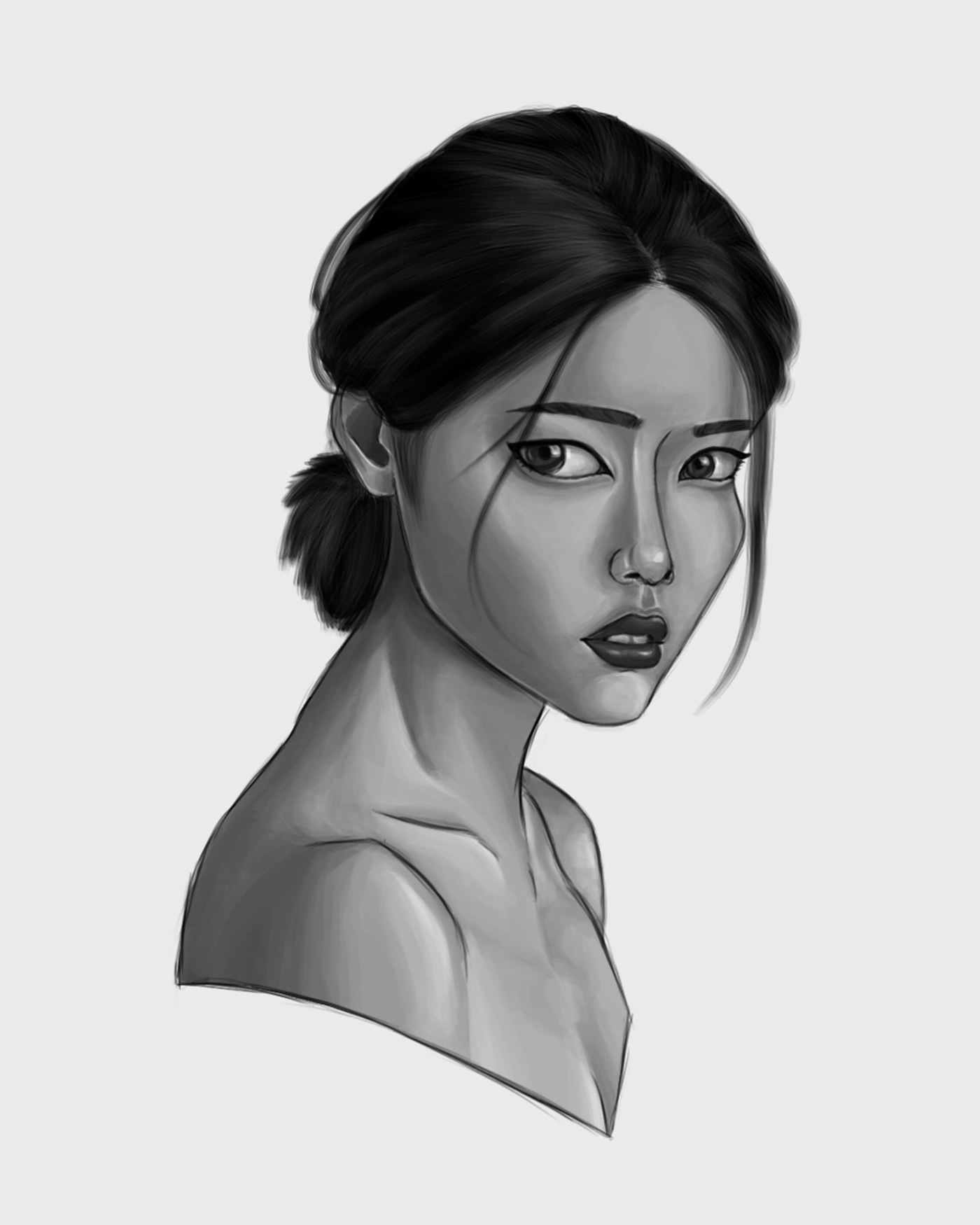 sketch artwork painting   digital painting portrait greyscale black and white people