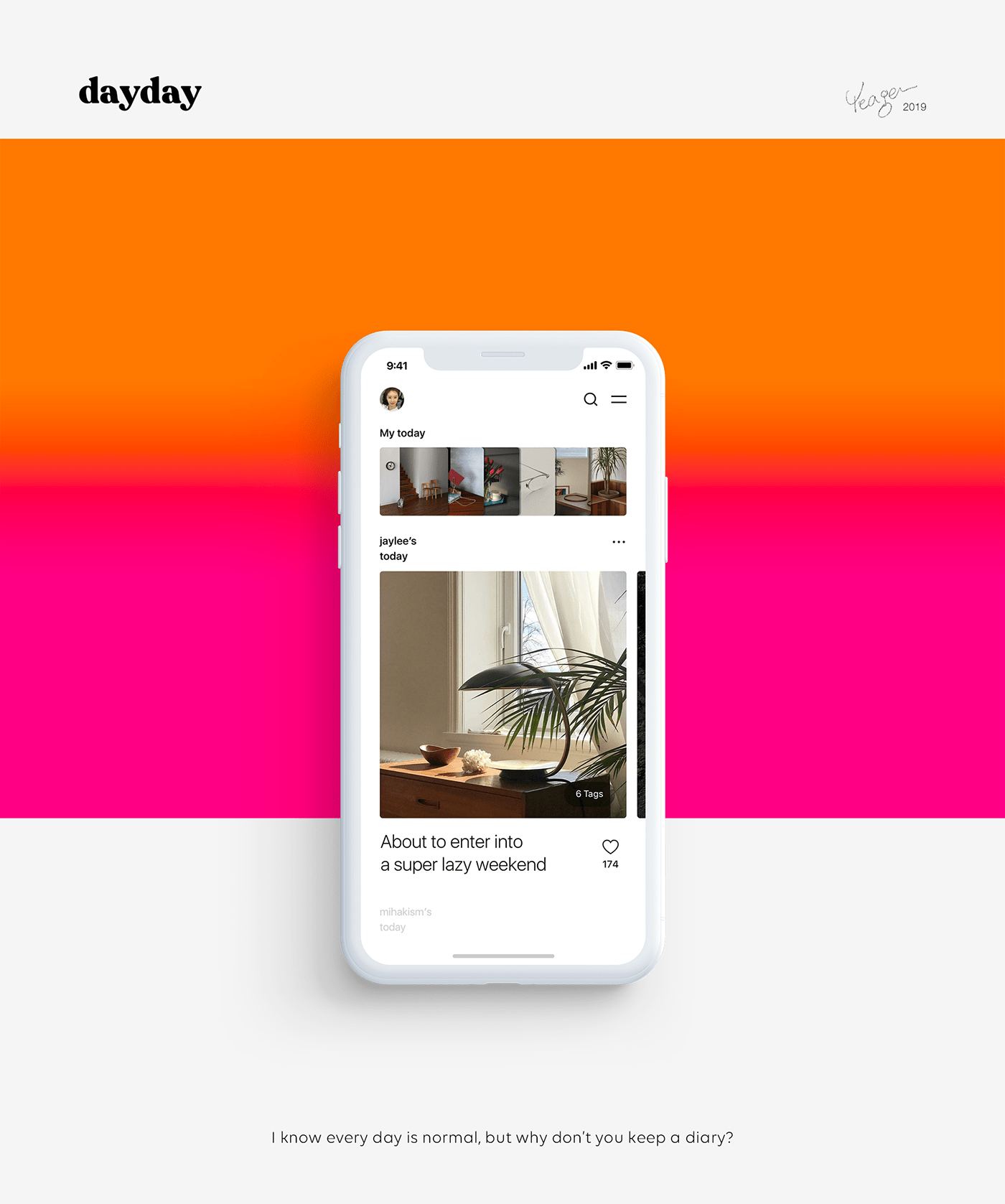 ux UI mobile app interaction Diary Photography  social feed media