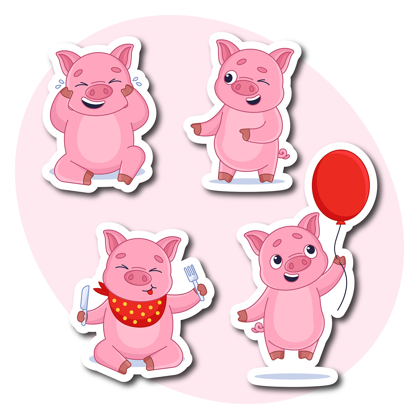 adobe illustrator animal cartoon Character design  cute pig sticker vector vector art Vector Illustration
