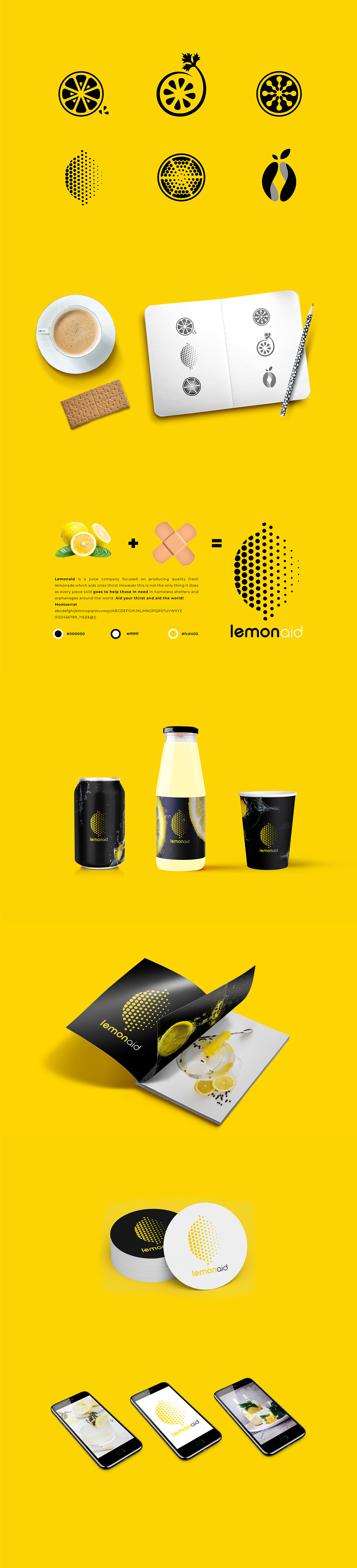 lemon logo brand identity lemonade Aid fresh drink juice summer