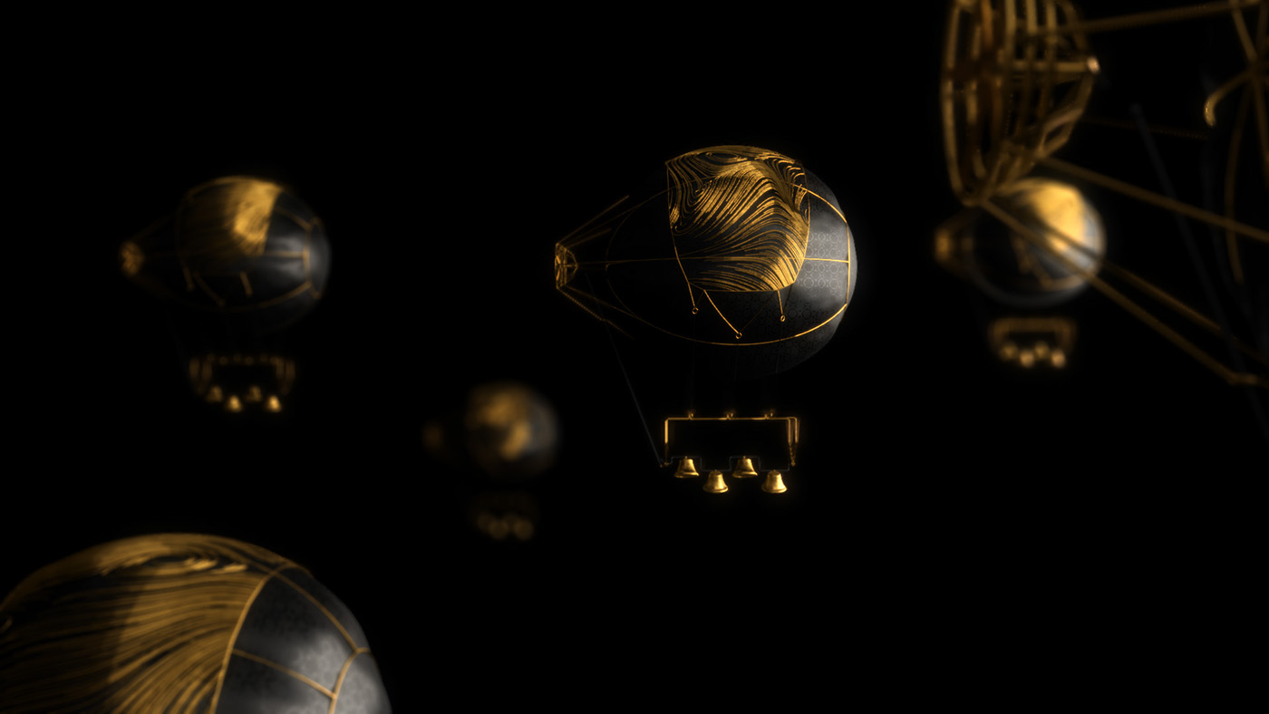 3D CGI abstract cinema4d light STEAMPUNK gold sweeps xparticles adobeawards