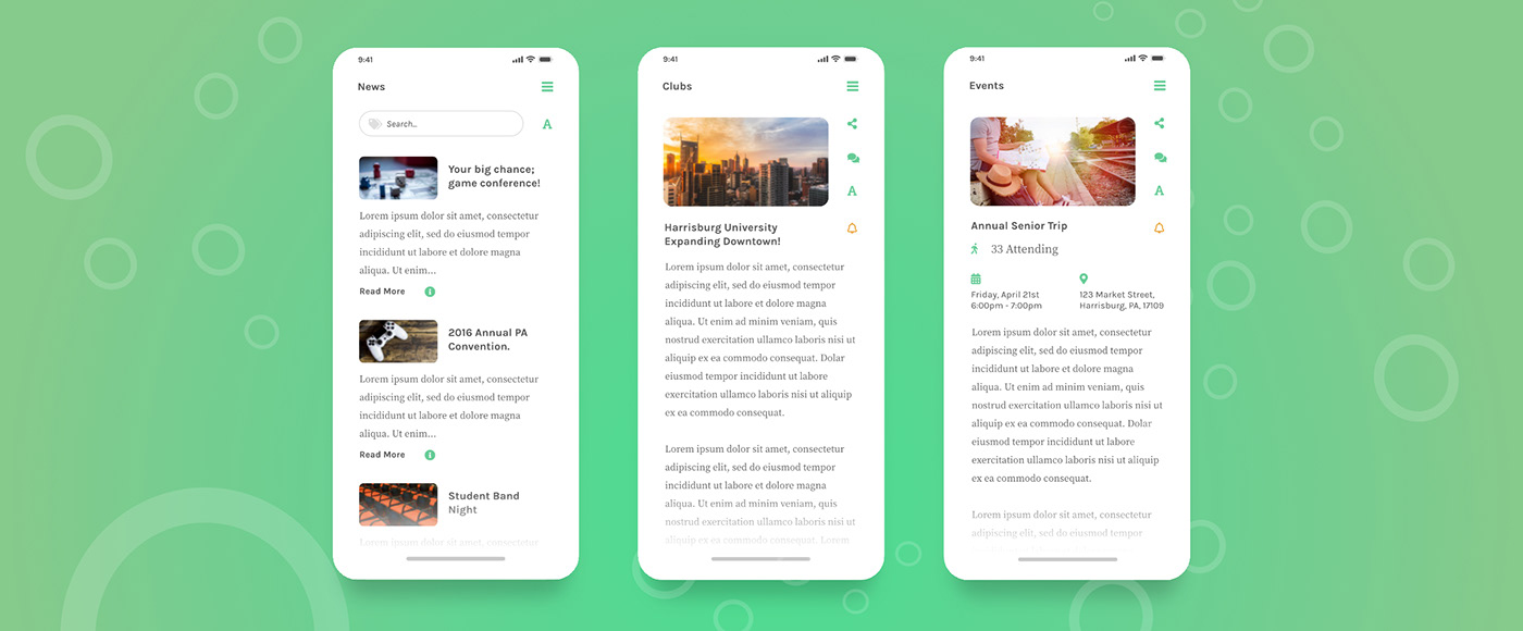 Mobile app UI user interface ux user experience design Mockup adobexd social network University