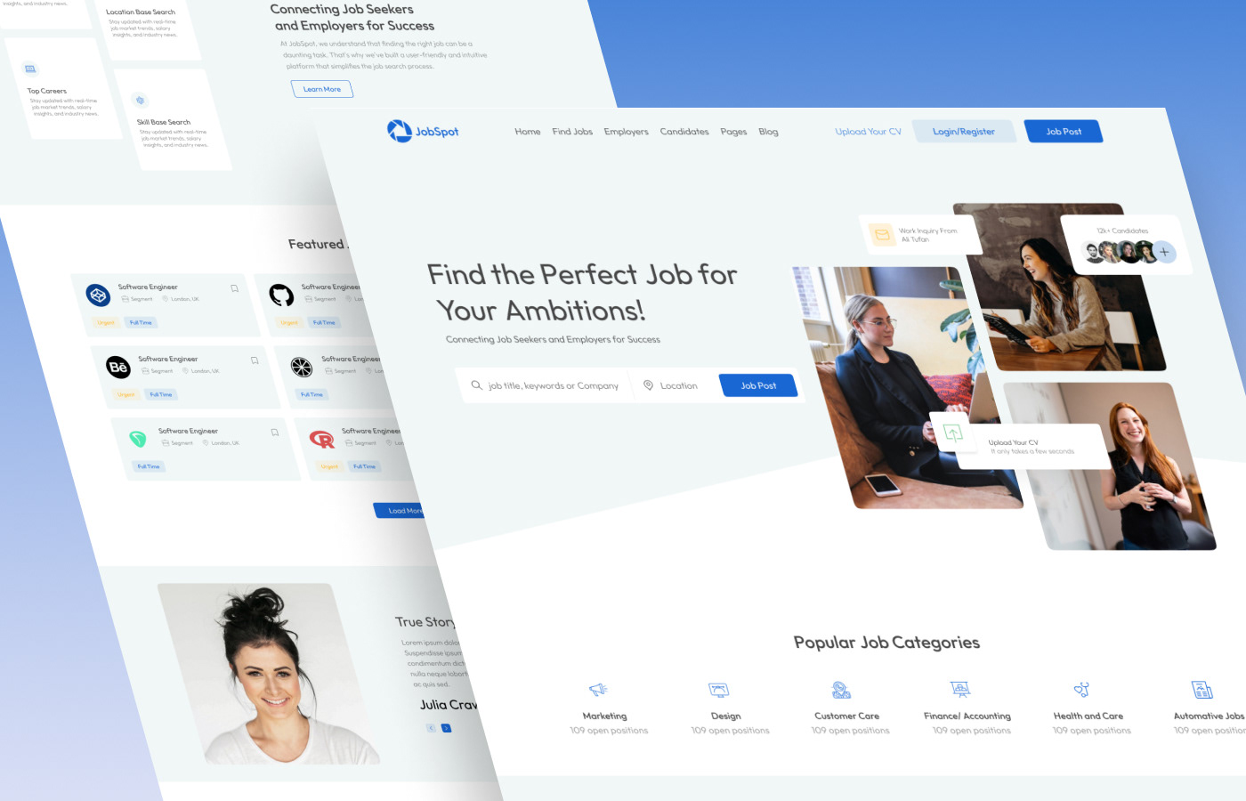 Employment job job portal Website template design UI ux user interface
