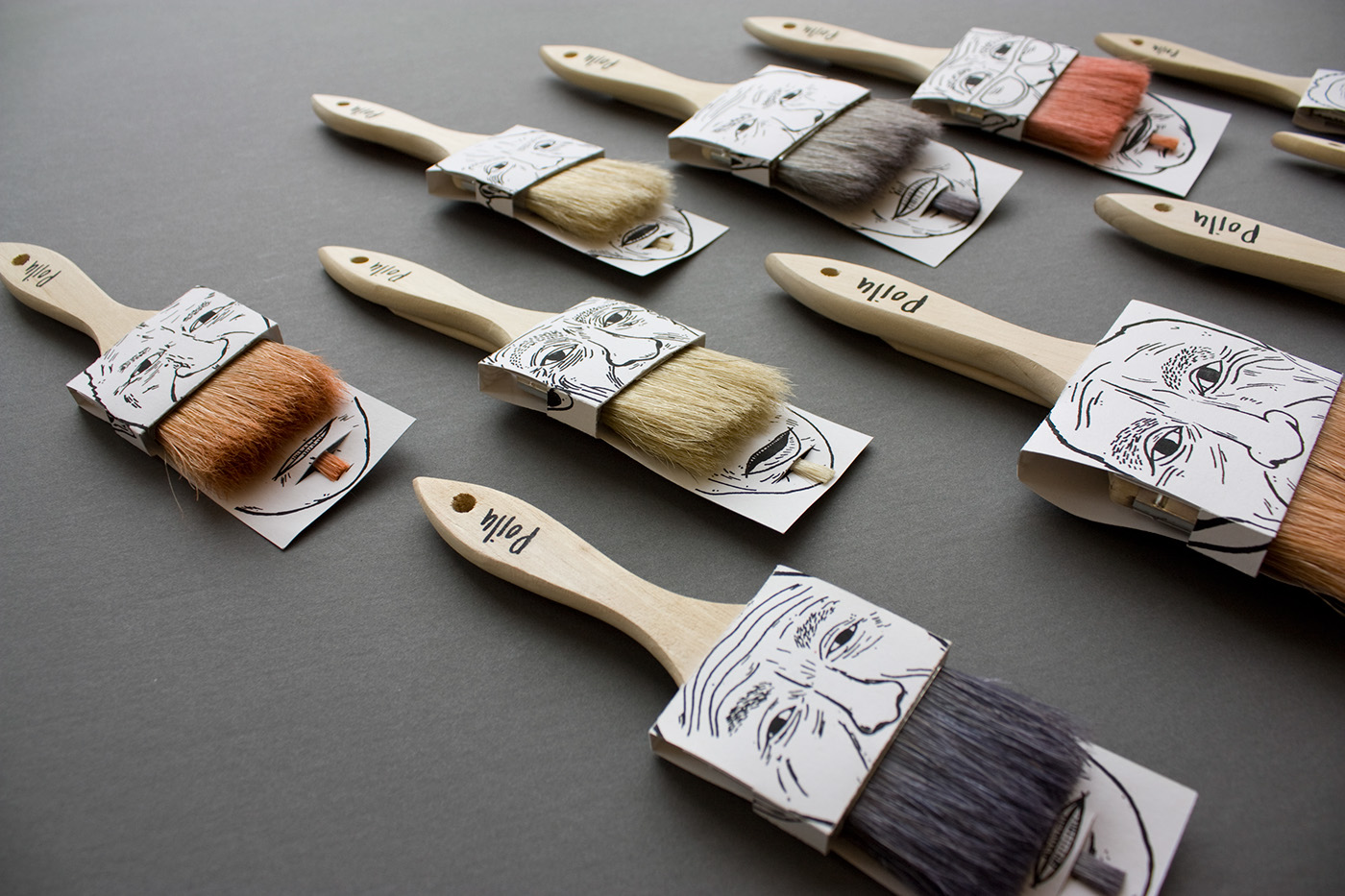 pinceaux brush mustache paint draw package wood Old men illustrations series tool hair
