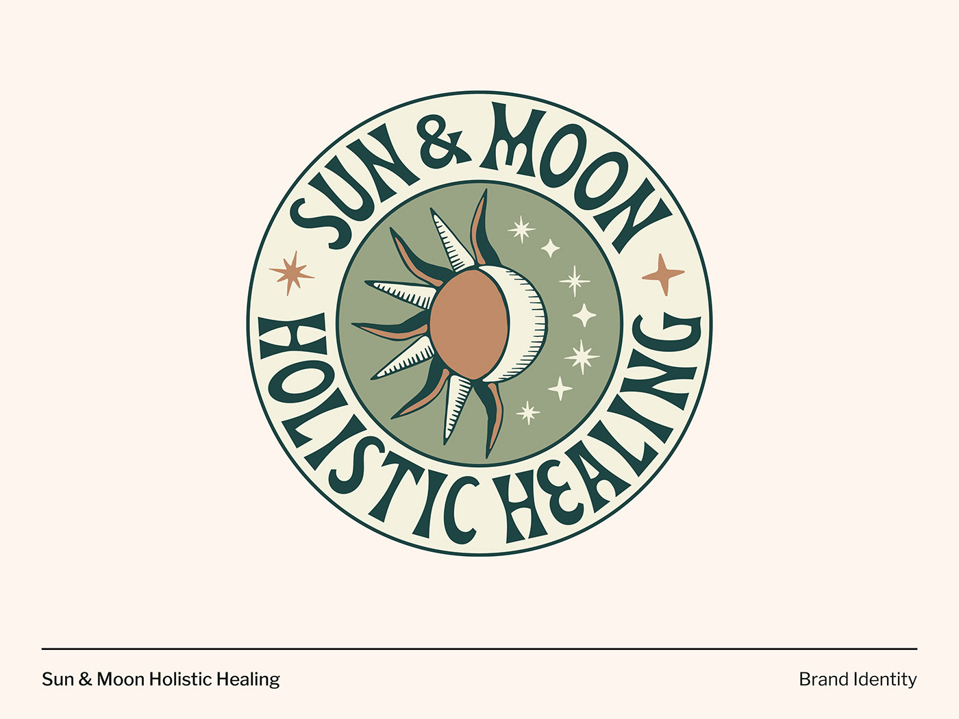 Sun and moon hand drawn logo