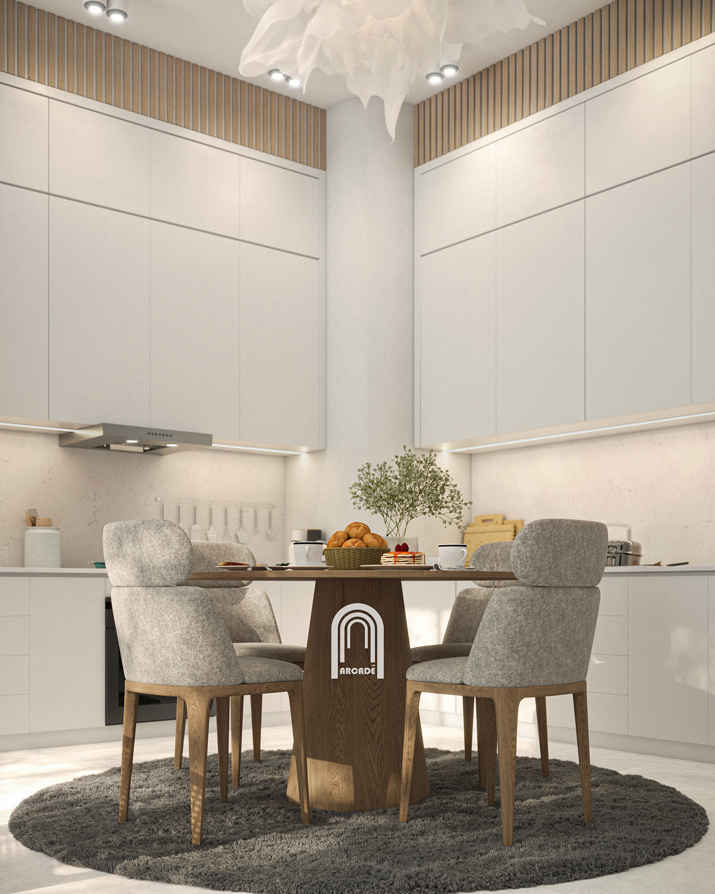 interior design  architecture modern living room kitchen dining room dubai decor CGI UAE