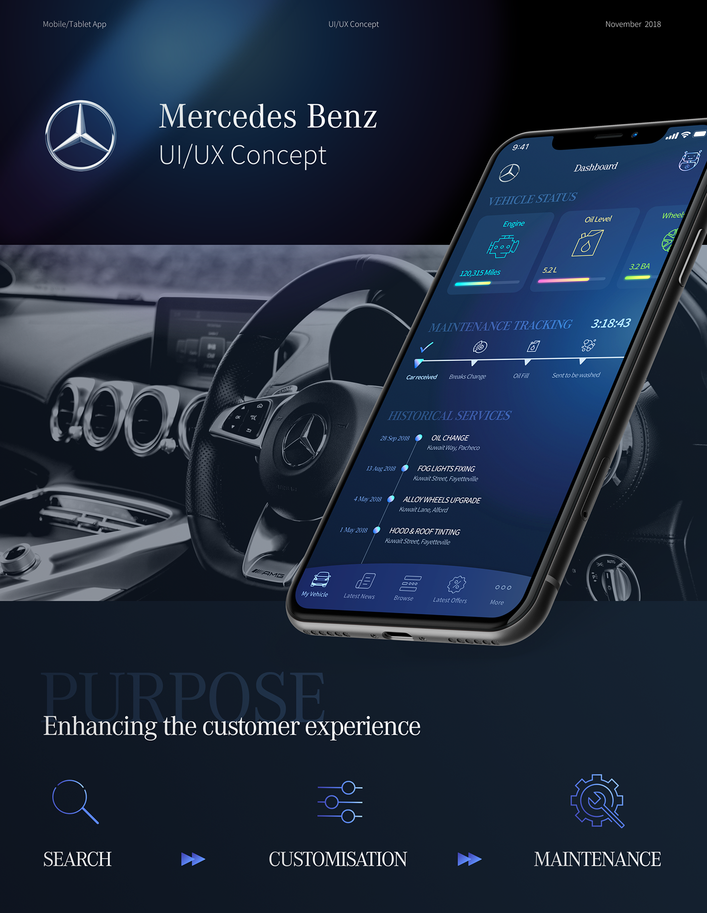 UI/UX app tablet mobile mercedes automotive   iPad iphone car car app