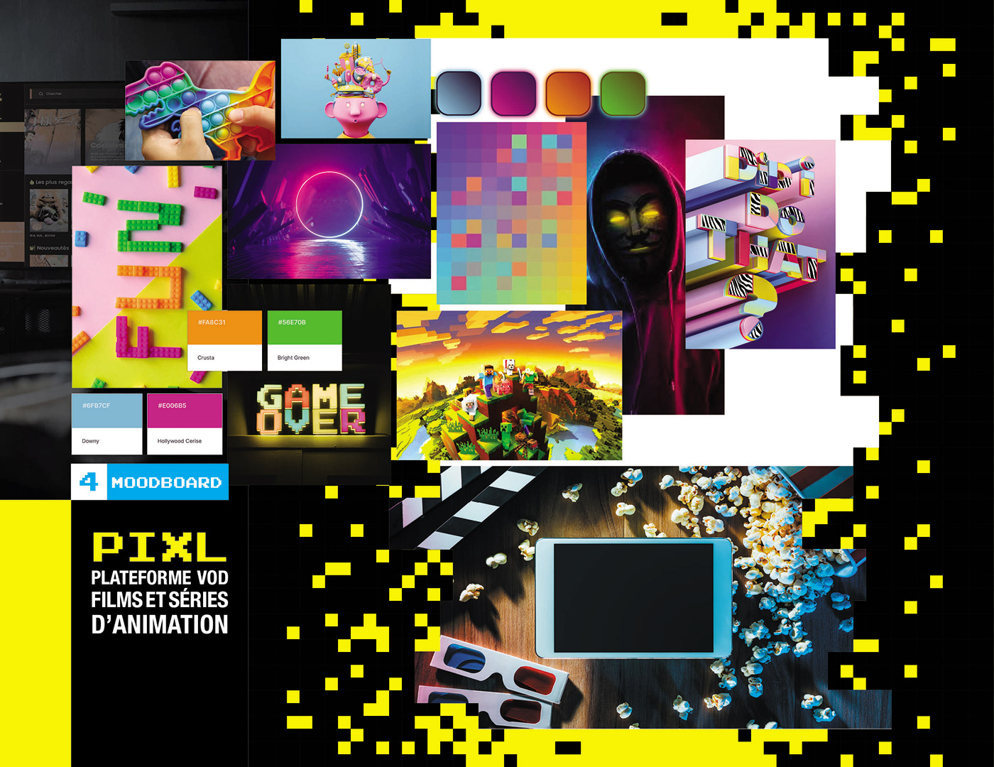 graphic design  identité visuelle identity logo moodboard Pixel art VOD brand identity