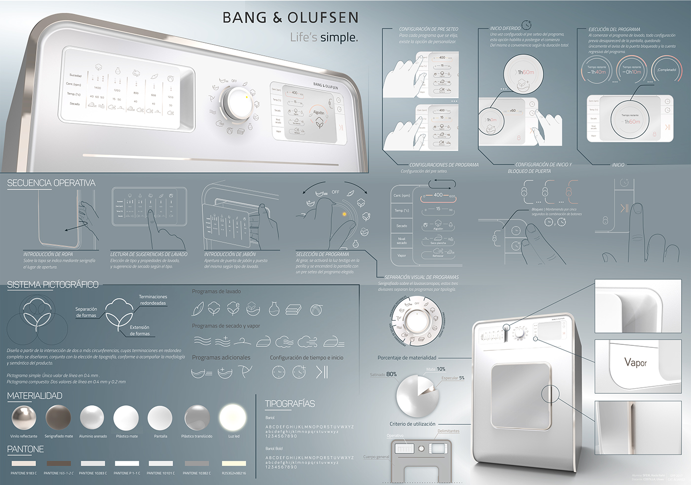 Washing machine product design  ux UI Bang & Olufsen details design