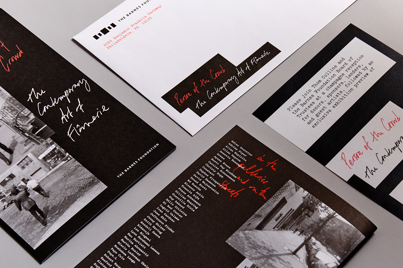 custom typography Exhibition  contemporary art Invitation brochure museum black and white Photography 