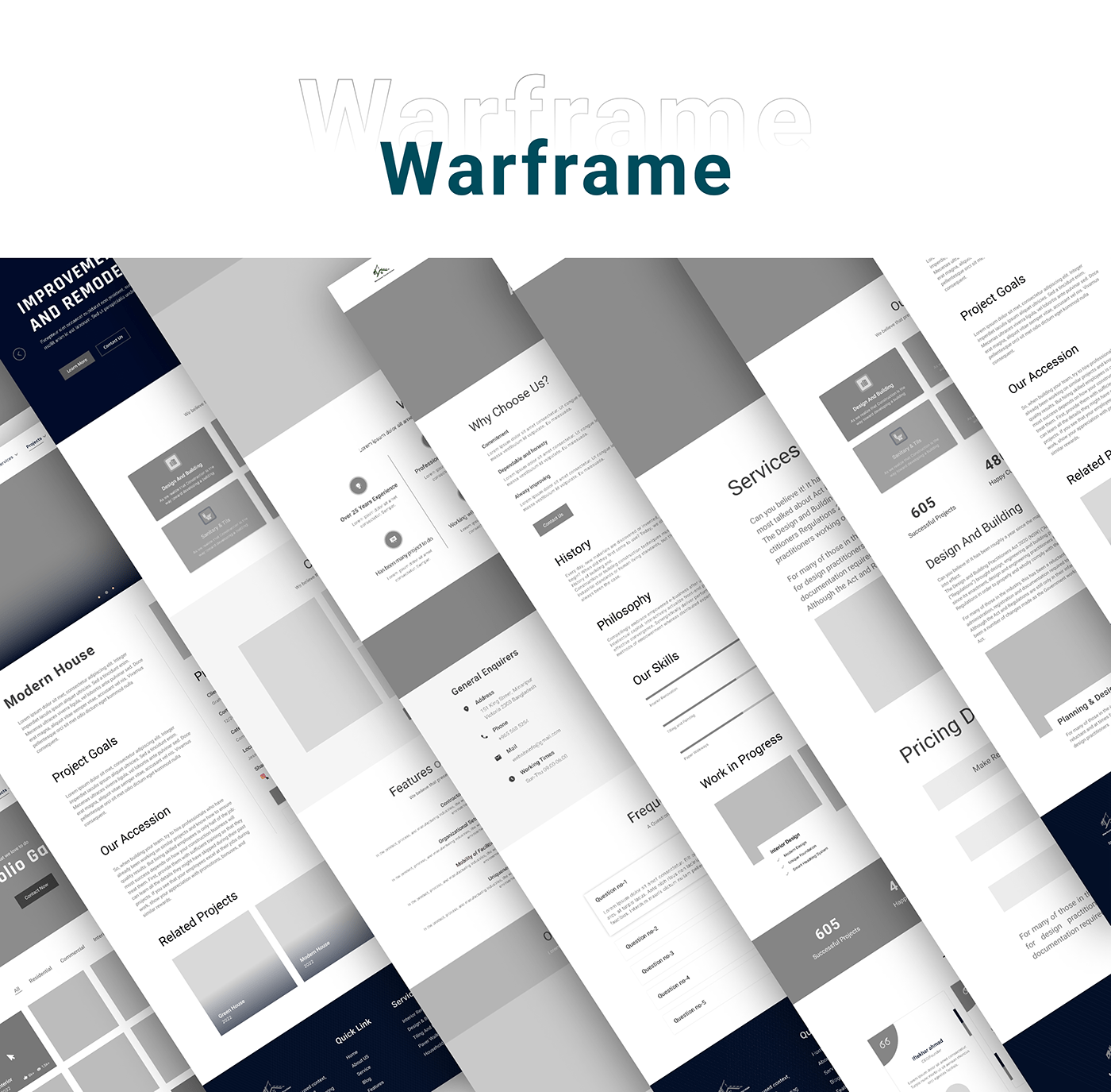 #casestudy #industry #landing page #UI/UX  #user interface #web design construction company Wareframe WAREFRAME DESIGN Website Design